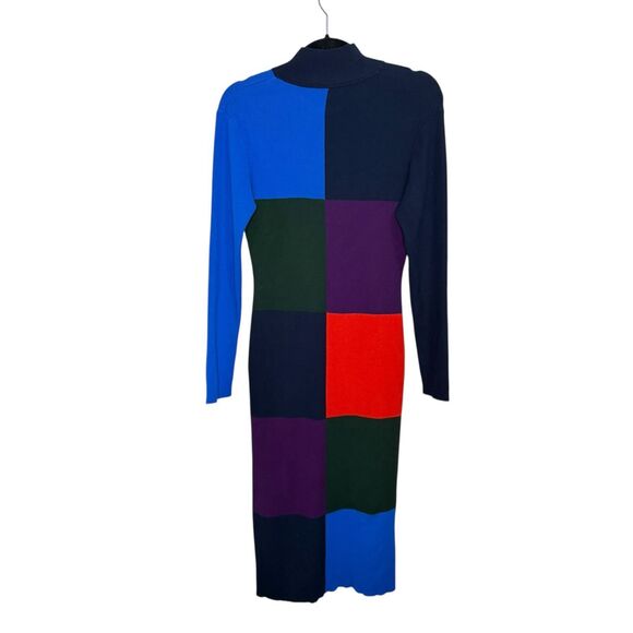 Tory Burch Sport Women’s Small Midi Dress Ribbed Colorblock Knit Multicolor - Picture 4 of 10